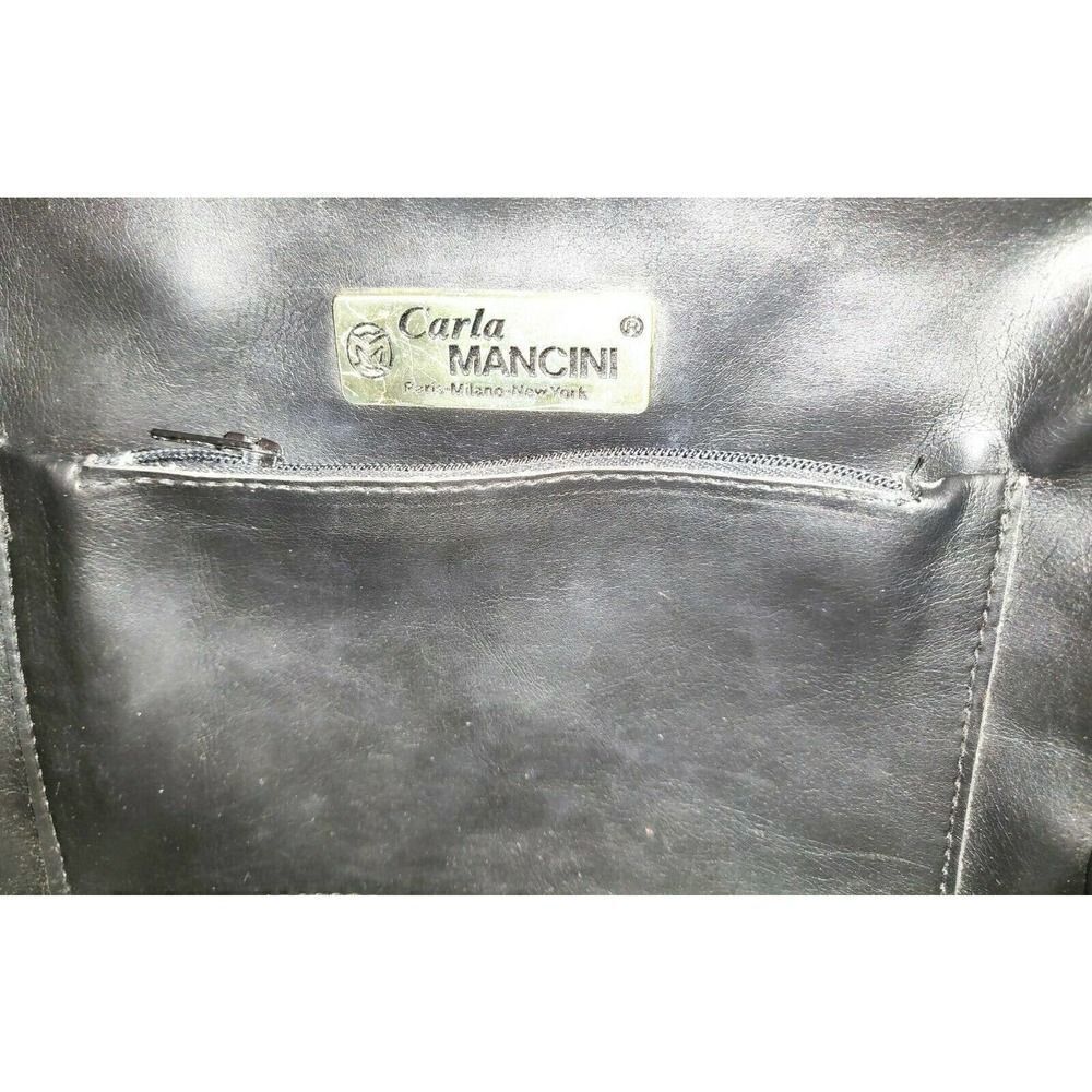 VTG CARLA MANCINI BLACK GENUINE LEATHER BAMBOO DECOR CHAIN STRAP SHOULDER BAG - Picture 11 of 12